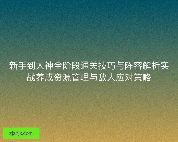 新手到大神全阶段通关技巧与阵容解析实战养成资源管理与敌人应对策略