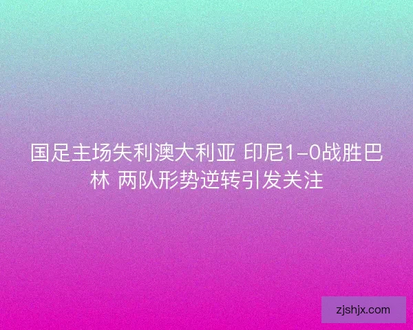 国足主场失利澳大利亚 印尼1-0战胜巴林 两队形势逆转引发关注